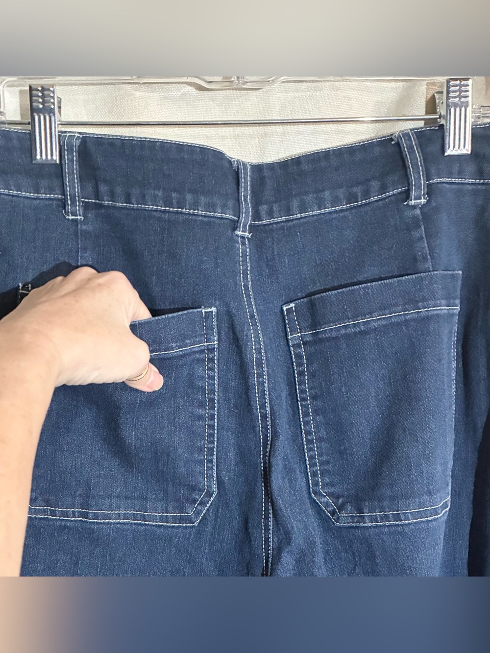 Avec Les Filles High Rise Jeans Sz 29 Dark Wash 30x30 wide Leg Trendy Stretch - Picture 5 of 11